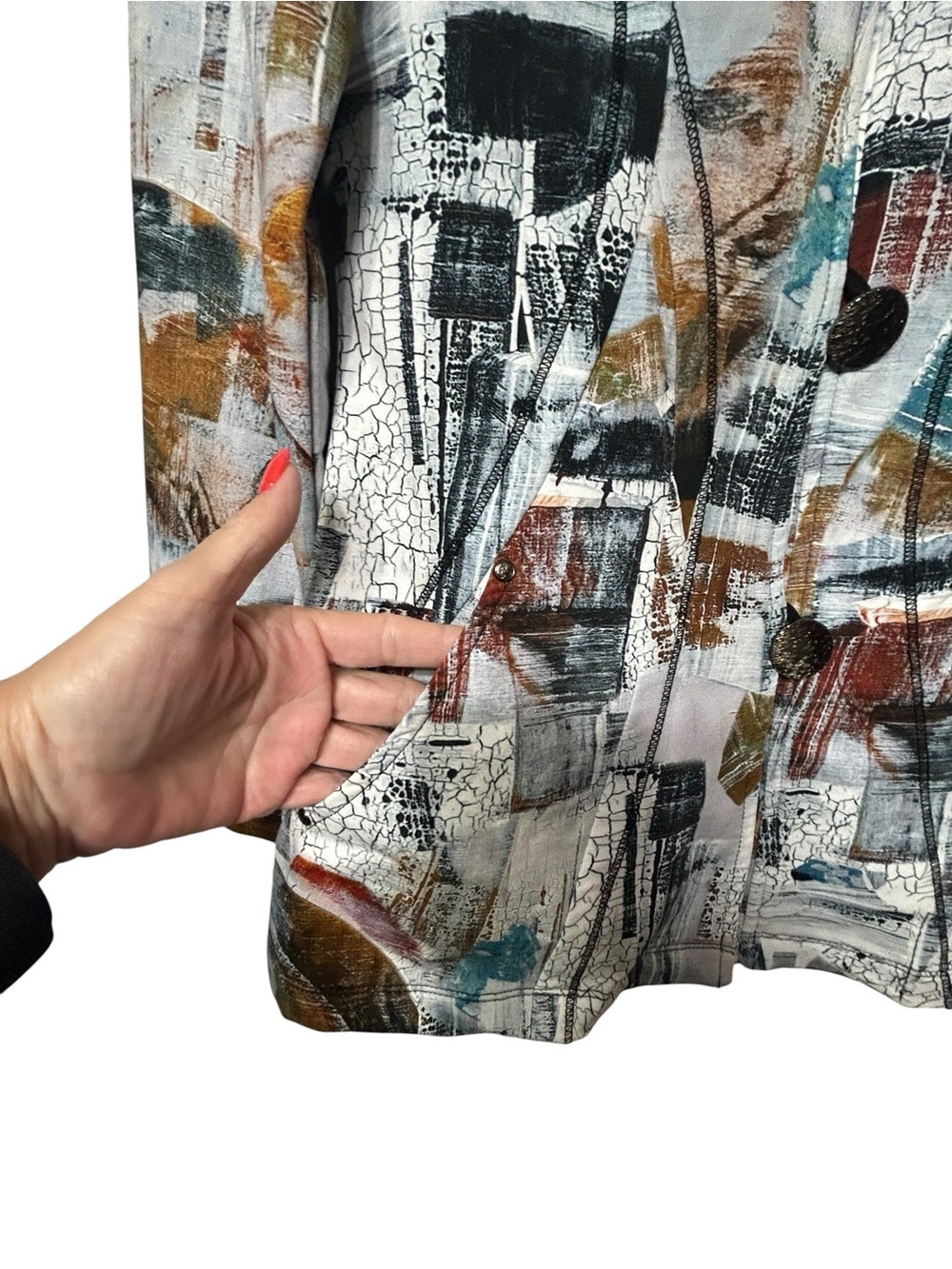 Art Simply by Dolcezza abstract mock neck jacket - Picture 6 of 8